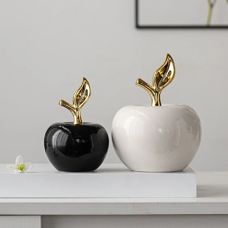 Classic European Style Ceramic Cute Funny Christmas Fruit Ornament Home Room Figurines Arts Crafts Desk Decor Statues Sculpture