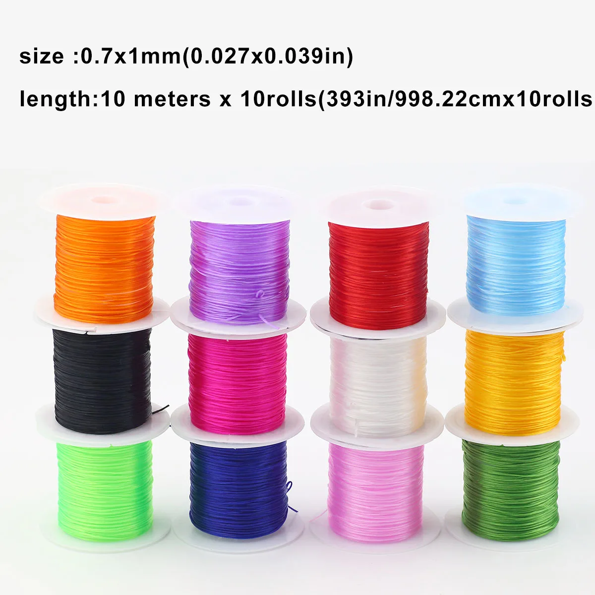 1Pack 12Roll random color 0.7mm Elastic Thread Rubber Stretchy Cord Elastic Rope for Jewelry Making Beading Rope Bracele Necklac