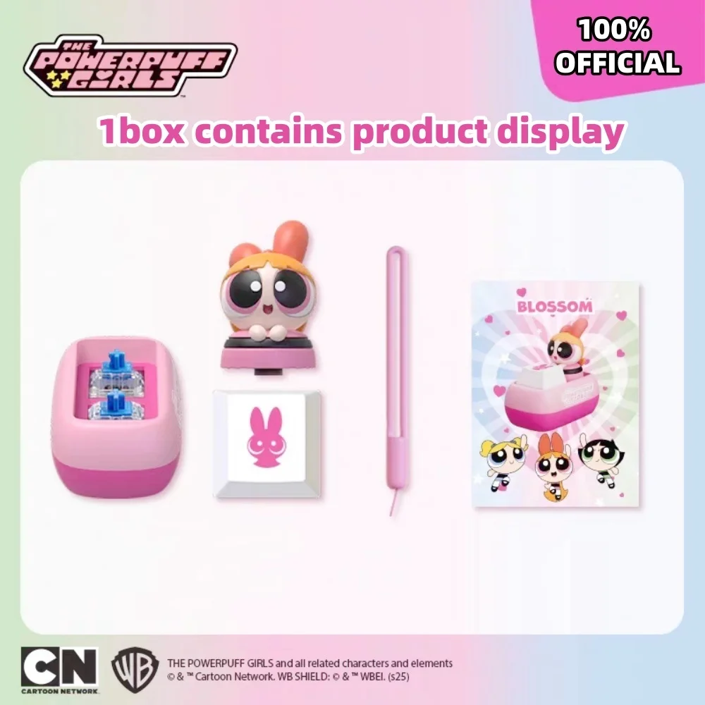 Genuíno o powerpuff meninas dos desenhos animados keycaps bonito bolhas buttercup diy teclado mecânico decoração keycaps mochila ornamentos presente