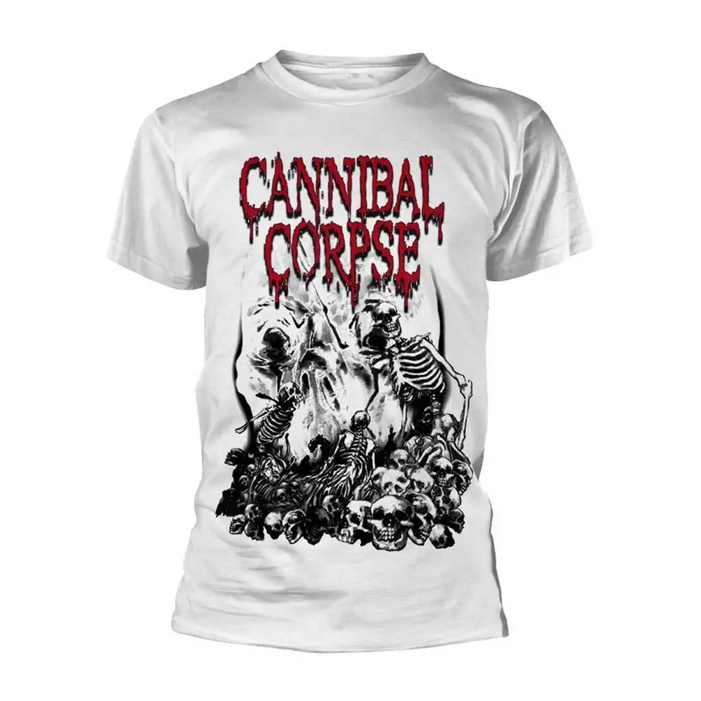 Cannibal Corpse 'Pile Of Skulls' White T shirt - NEW