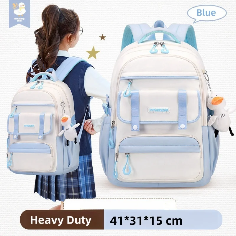 

Fashion School Backpack, Heavy Duty Korean Style Classic Black Blue Green School Bag Travel Bag for girls, Creamy Color