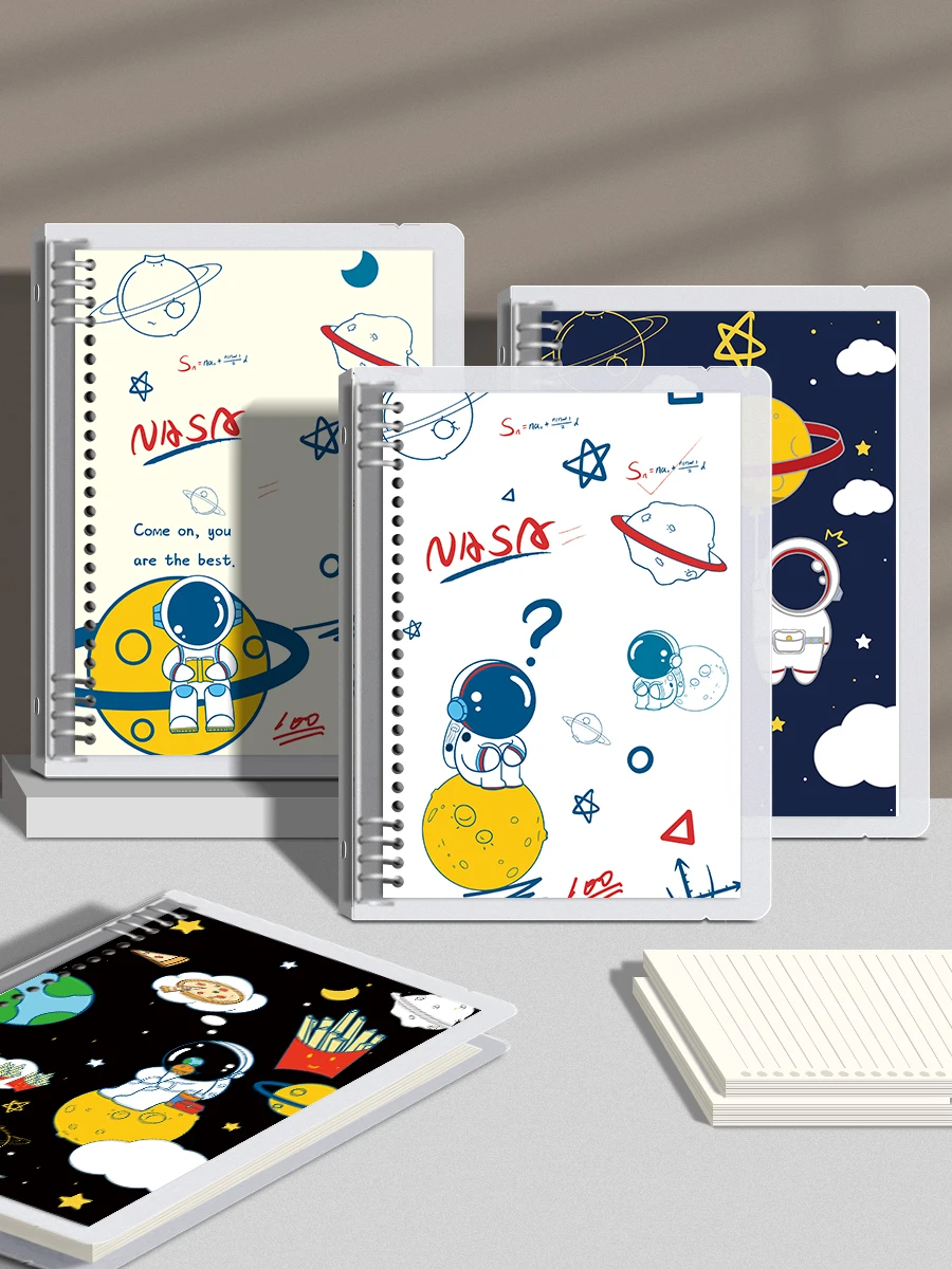 Astronaut Cartoon Style A5 Notebook Note Paper Customized Detachable Diary For Writer Students Girls Friends Gifts For School