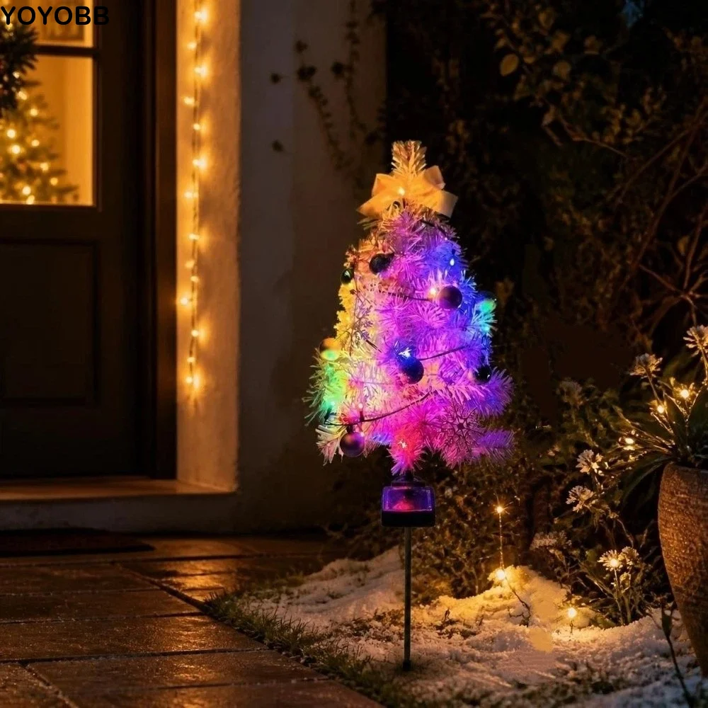 Realistic Solar Christmas Tree Lights Creative Cordless Landscape Lawn Lamp Waterproof Ground Mounted Christmas Decorations
