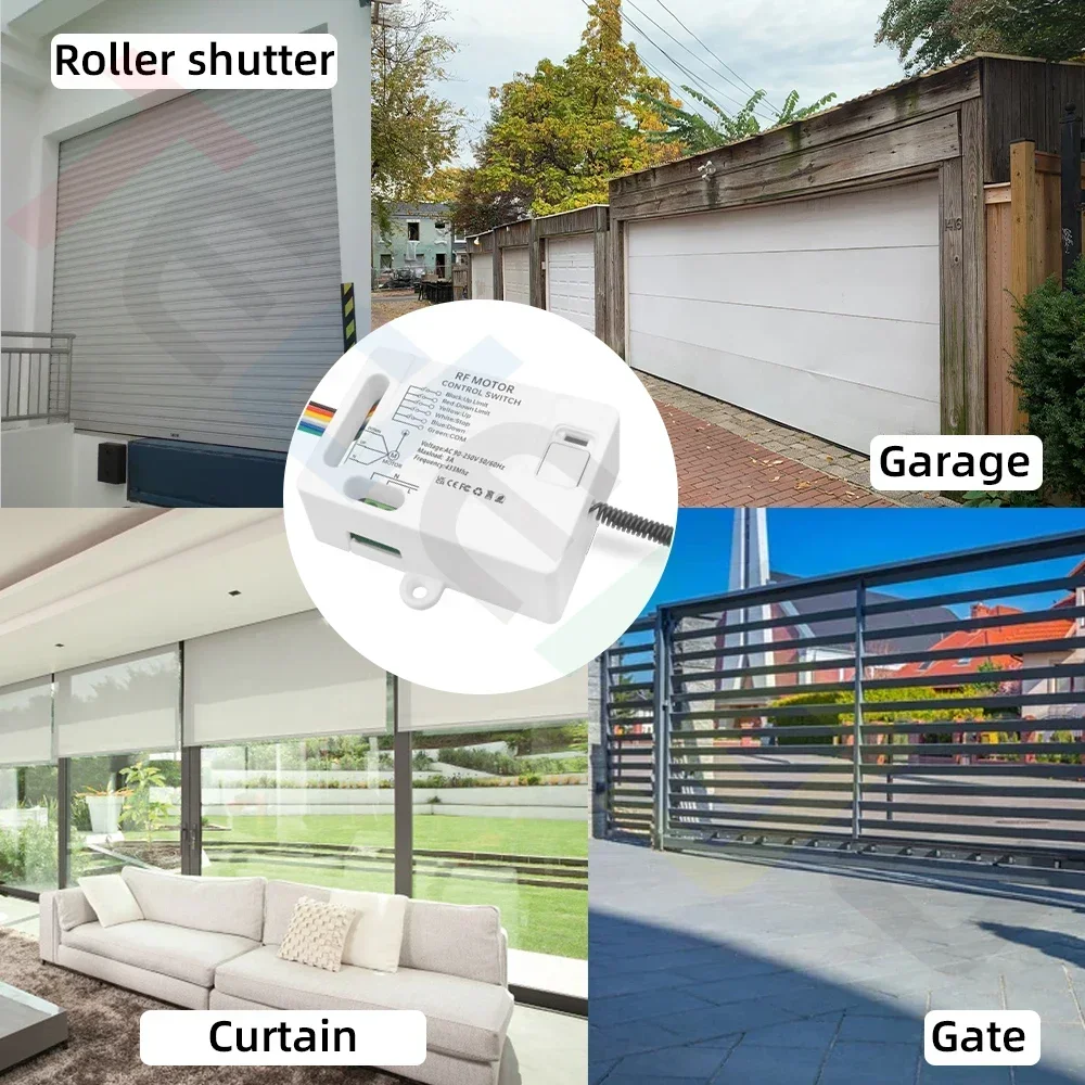 Tedeligo Wireless 433MHz AC 110V 220V Curtain Gate Garage Awning Motor Blinds Remote Control Switch Opener,Support Manual Switch