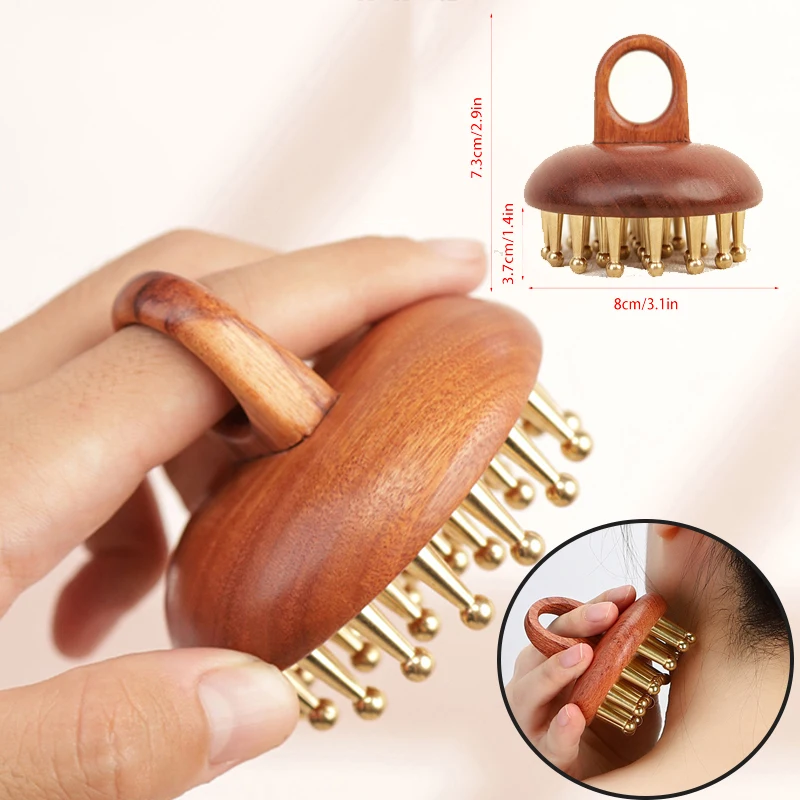 Zahn Massiv Kupfer Meridian Pinsel Rot Sandelholz Griff Massage Pinsel Mehrzweck Schönheit Körper Entspannung Bildhauerei Massage Werkzeug