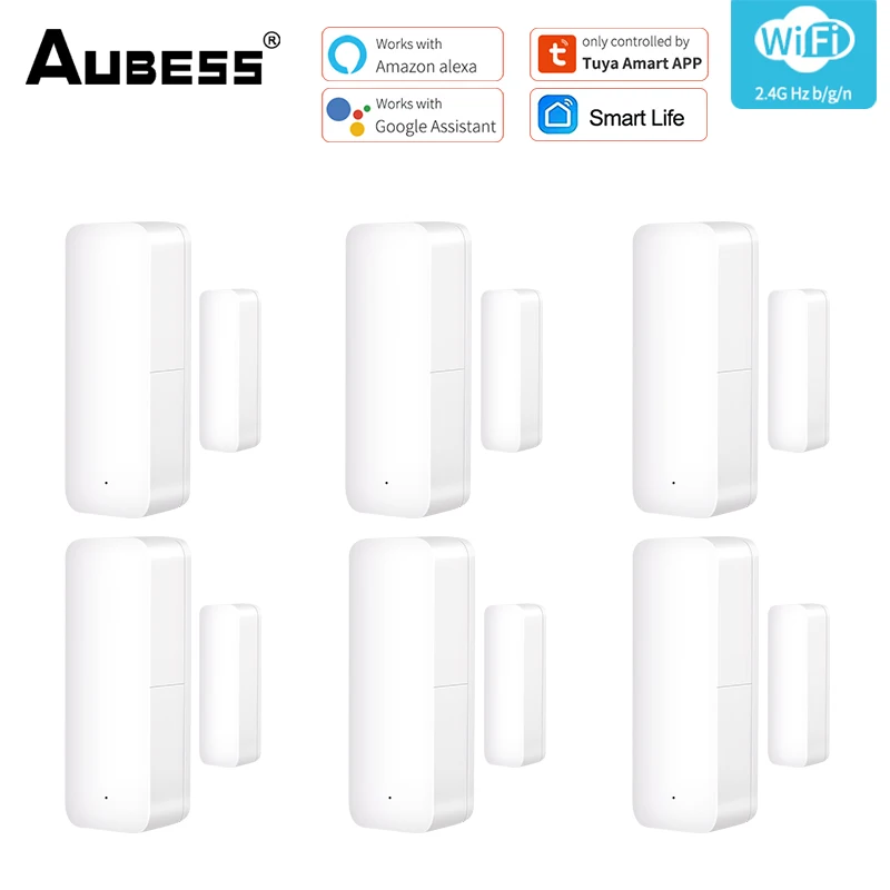 6/1Pcs Tuya Deur Sensor Smart Wifi Raam Magnetische Sensor Alarm Detector Onafhankelijke Magnetische Sensor Werken Met Alexa google Thuis