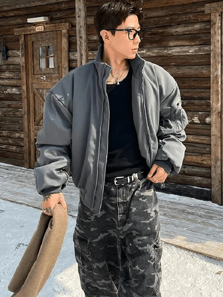 

Мужская зимняя куртка-бомбер в американском стиле, утепленная, с воротником-стойкой, для работы и повседневной носки