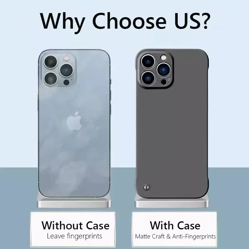 Frameless Slim Matte Hard Back Cover Case For iPhone 17 Air 15 16 13 12 Mini 14 11 Pro Max ShockProof Coque