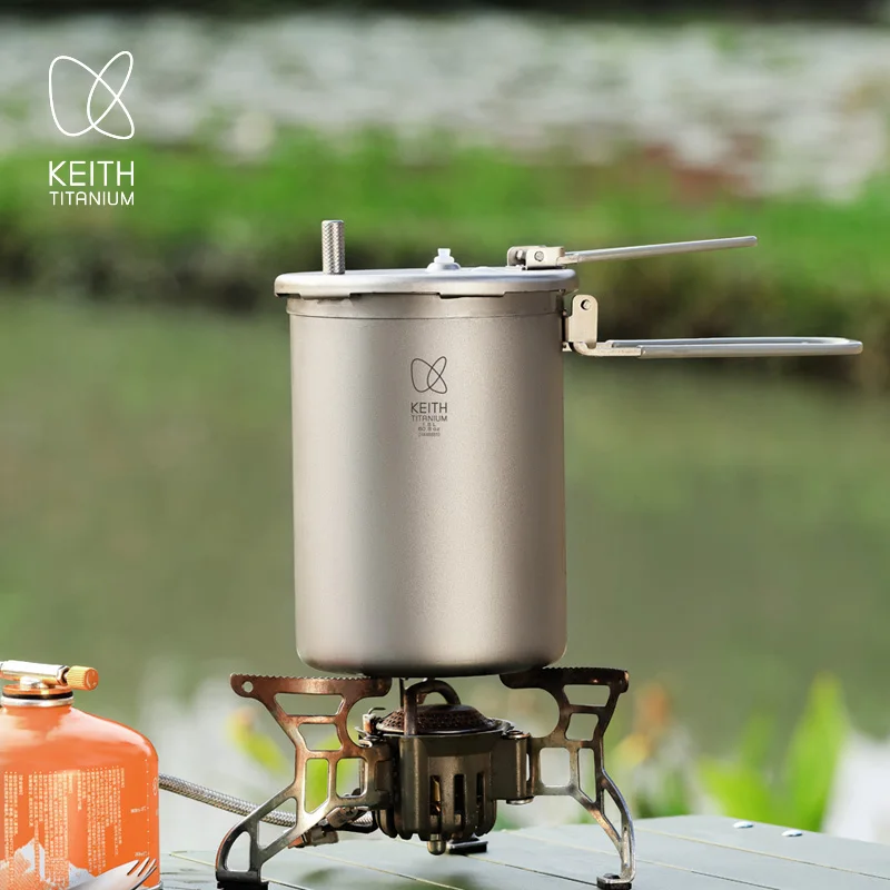 KEITH Pure Titanium High-Altitude Mountain Pressure Cooker 1.8L Quick Rice for Outdoor Camping Mountaineering Pot 99.9%