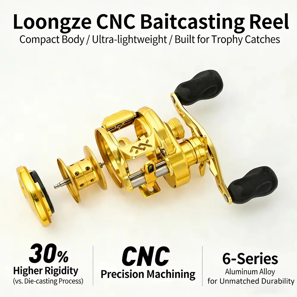 LOONGZE B201MC 175g CNC-gefräste Aluminium Ultraleichte Baitcasting-Rolle Weitwurf-Angelrolle mit Großer Kapazität – Detail 7