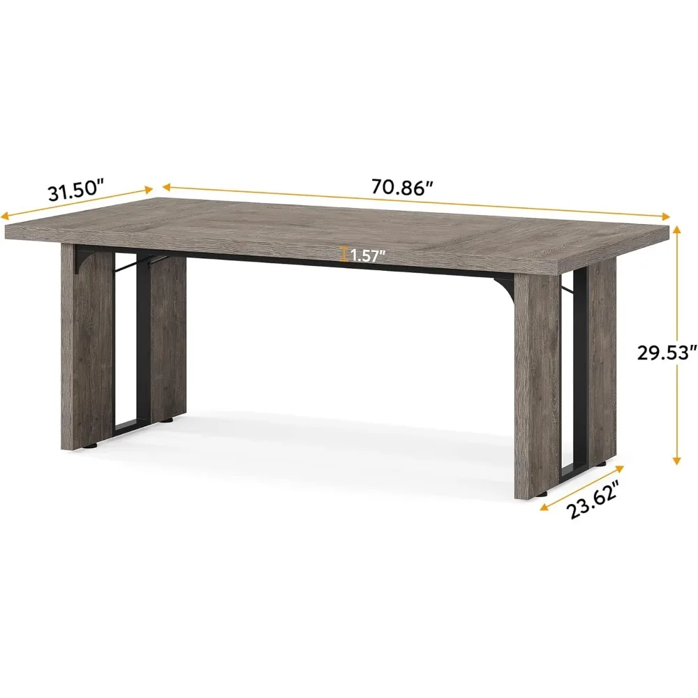 Large Dining Table, Capable of Accommodating 6 To 8 People, Multifunctional Dining Table in Rural Farmhouse Style Furniture