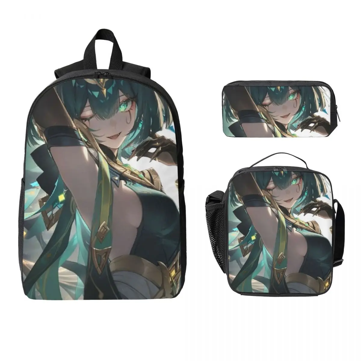 

Genshin Impact Nefer Armpit Leak Backpack Student BookBag School Bag Computer Shoulder Bags 3ps Insulated Lunch Bag Pencil Case
