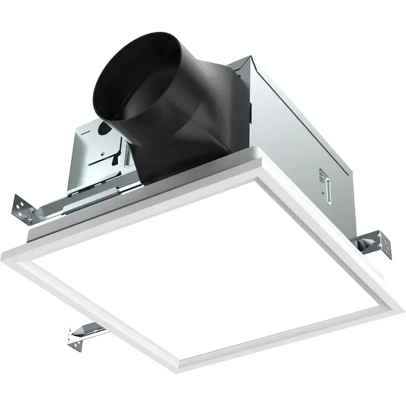 100 CFM | 0.8 Sone Humidity Sensing Dimmable 4000K Edge Lit LED No Attic Access Required Quiet Bathroom Ventilation