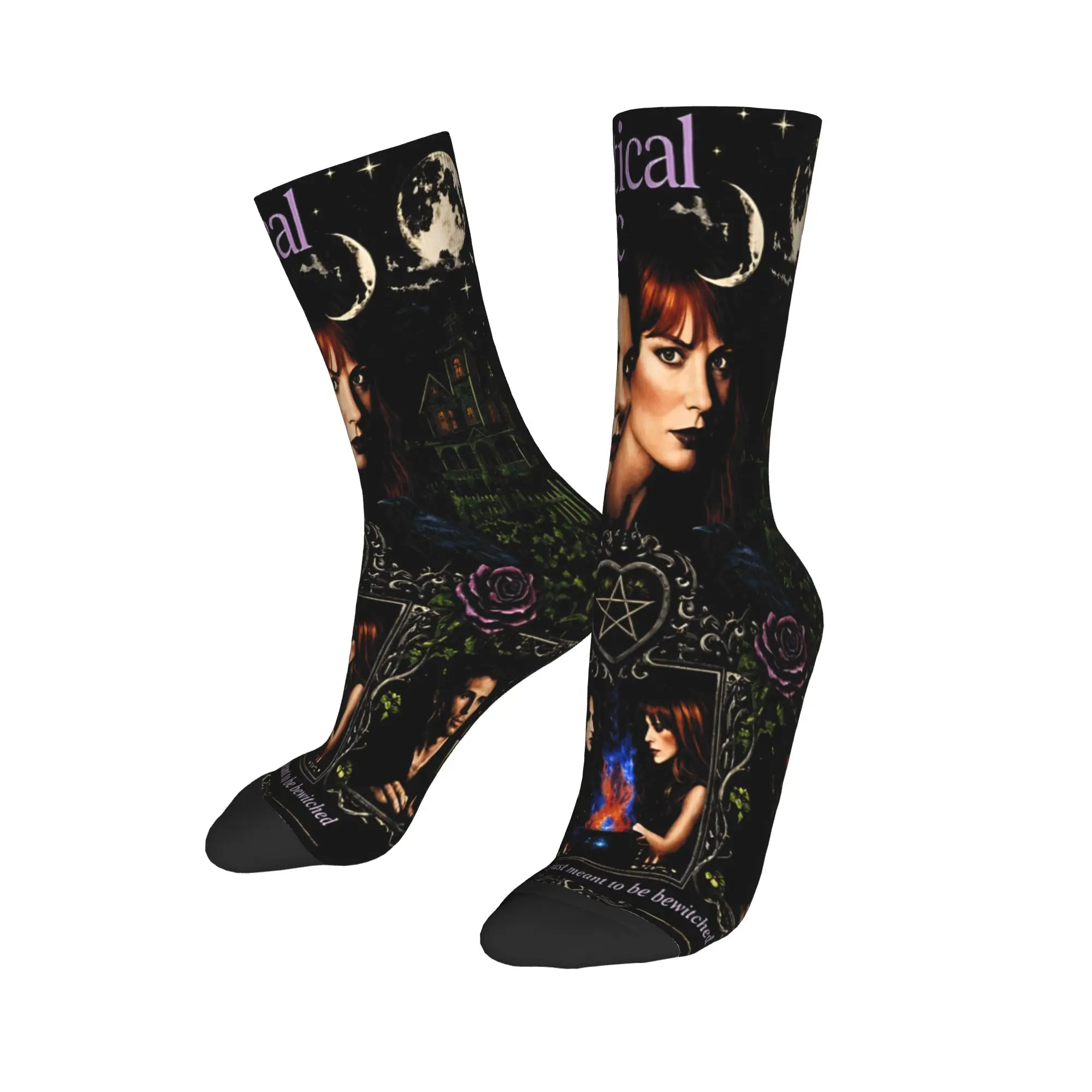 Men Women Practical Magic 2 Witchcraft Witchy Romance Moon Magic Pentagram Socks Breathable Trendy  Socks Best Gift Idea