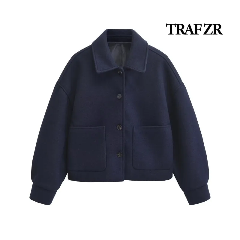 TRAF ZR Lady Jackets Women's Autumn Coat Elegant and Pretty Women's Coats Ladies Fashion Urban Coats Solid Cropped Coat