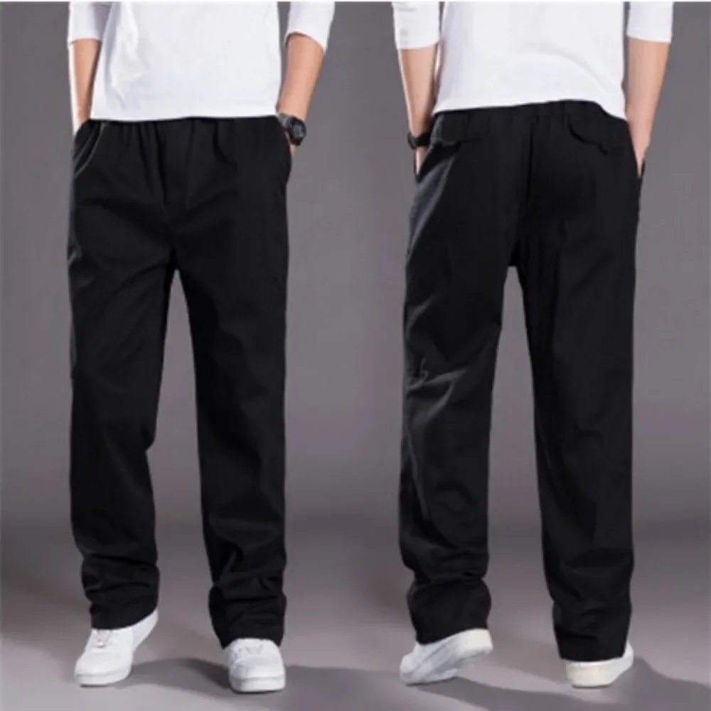 Spring Autumn Thin Men\'s Casual Pants Work Pants Large Size Loose Men\'s Long Cargo Pants Elastic Waist Lightweight