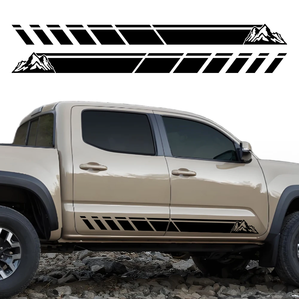 

2PCS Long Stripes Car Door Side Skirts Stickers Striped Vinyl Decals For Toyota Tacoma Pickup Decoration Stickers Accesssories