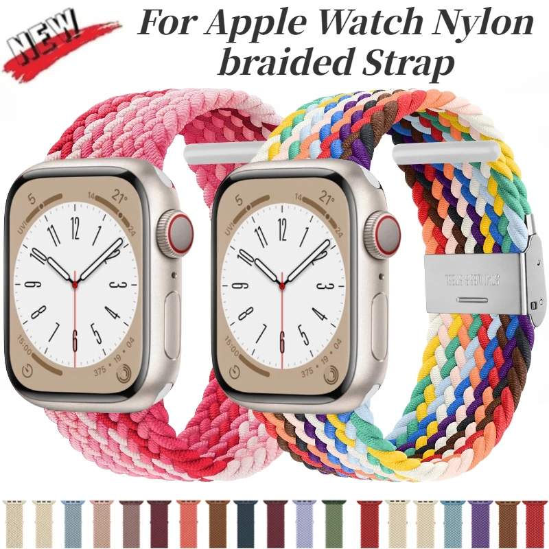 

Nylon braided Strap For Apple Watch Band Ultra 49mm 9 8 7 6 5 4 3 SE Metal buckle bracelet Band iWatch 45mm 41mm 44mm 40mm 42mm