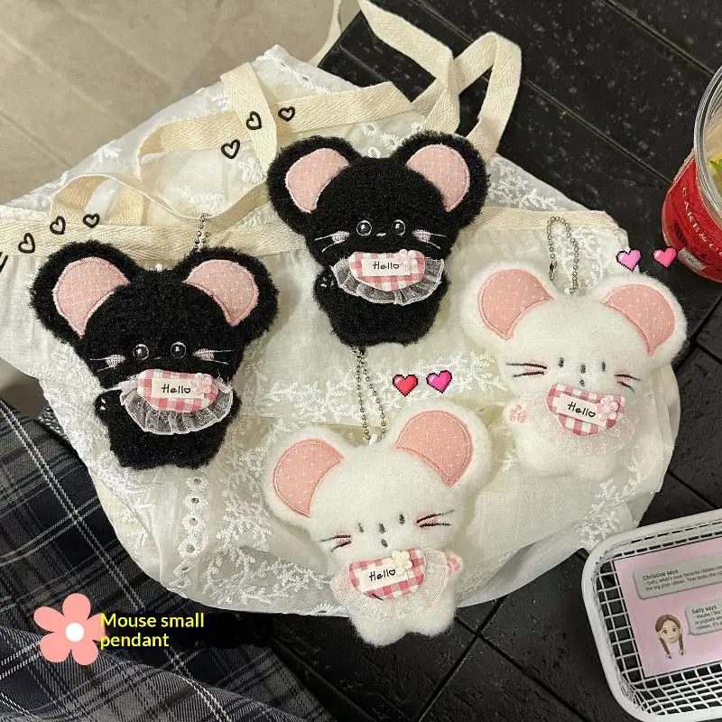 Cute Plush Mouse Doll Keychain Cartoon Animal Pendant Soft Stuffed Toy Keychains For Backpack Bag Decor Student Gift AccessoryP