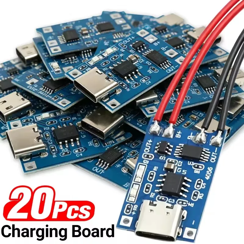 1-20 szt. Złącze ładowania USB typu C/Micro USB do baterii litowej 18650, moduł ładowarki USB C 5V 1A z zabezpieczeniem