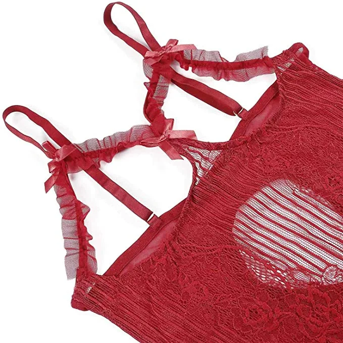 Erotische lingerie voor vrouwen sex ondergoed porno outfit jurk hete boog open sexy kostuum open kruis transparante lingerie plus size