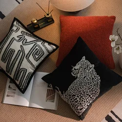 Modern Luxury Living Room Sofa Pillow Covers Decorative Home Decor Leopard Embroidered Cushion Cover 45x45cm Pillow Case