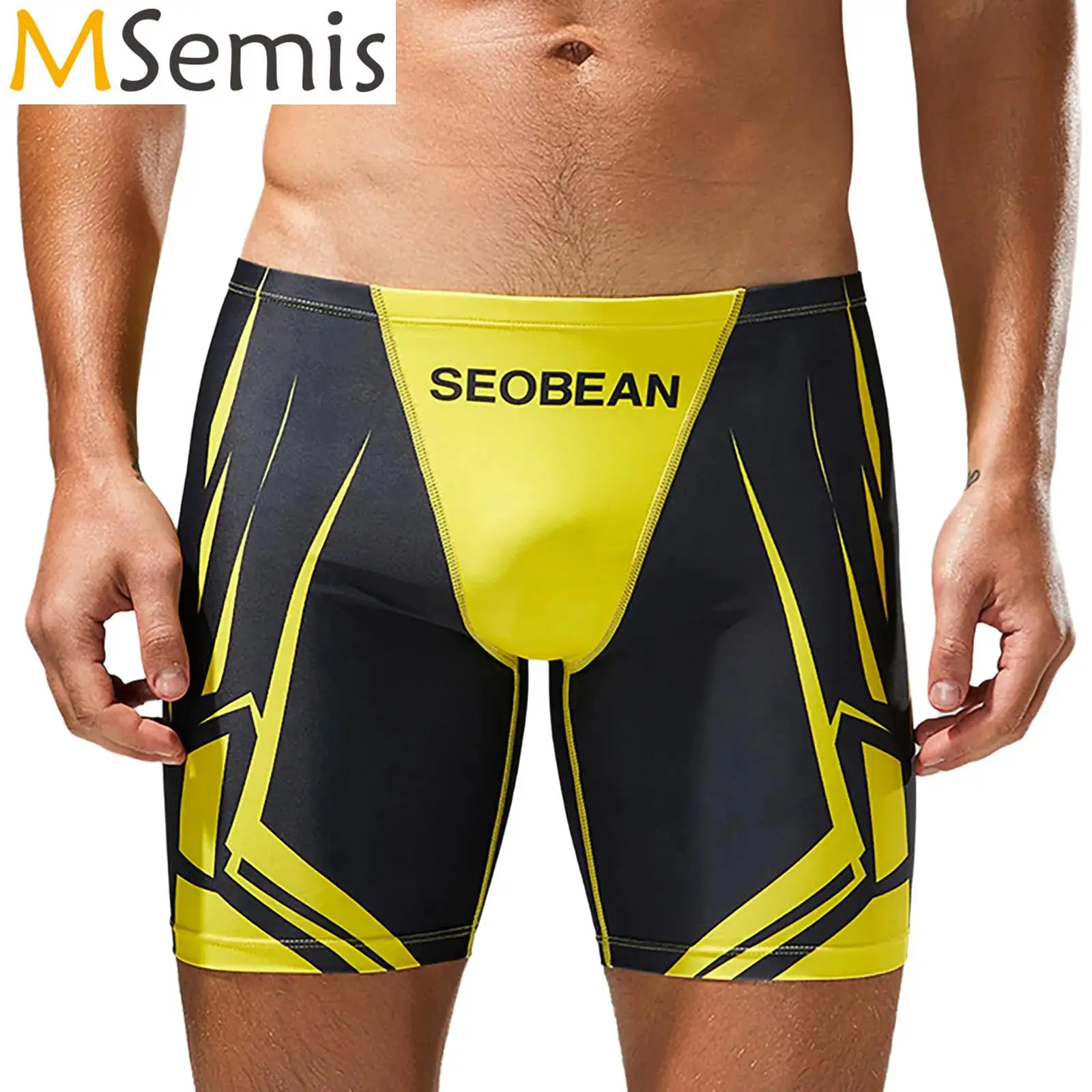 

Swimwear Mens Printed Swimming Trunks Swimsuit Elastic Waistband Gym Swim Athletic Shorts for Surfing Cycling Running Jogging