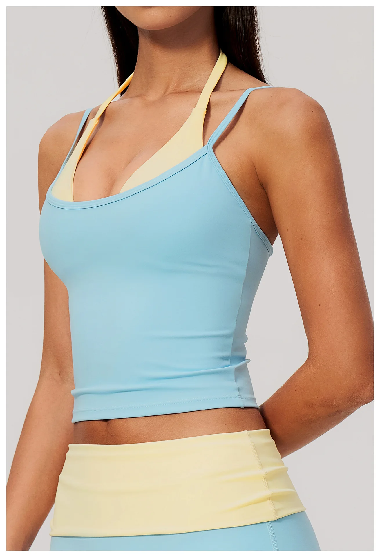 Color Blocking Sports Vest, Halter, Neck Hanging, Multimodal Shoulder Strap, Outdoor Running and Fitness Vest