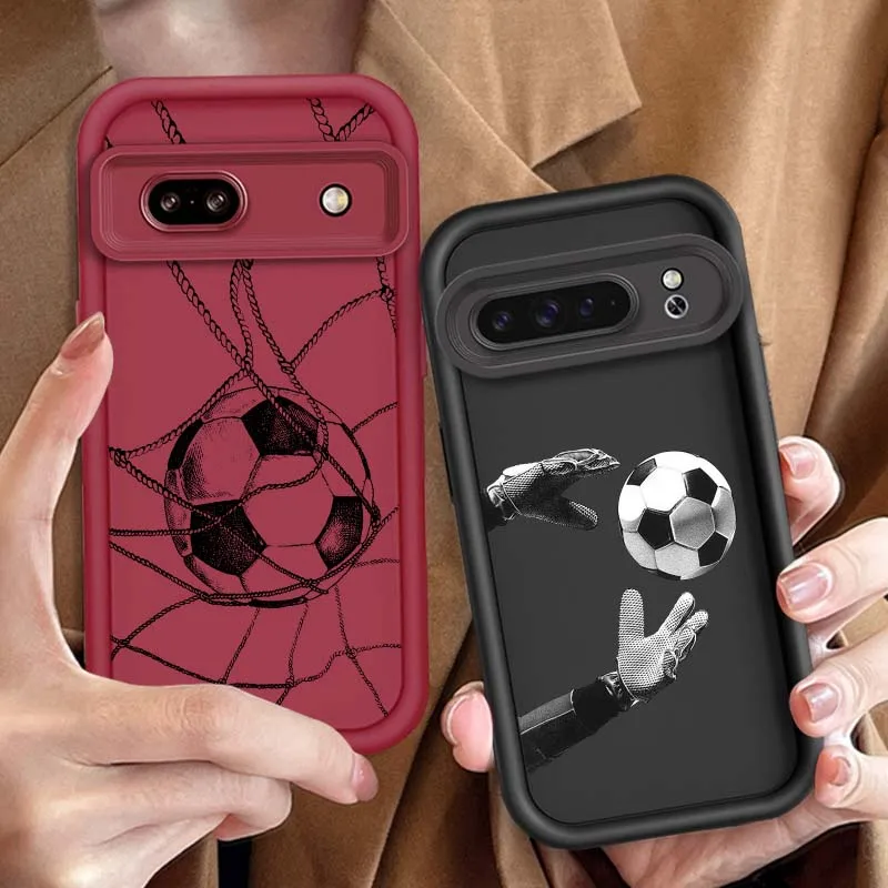 

Football Art Creative Hot Phone Case For Google Pixel 9 8A 8 7 7A Pro XL 5G Eye Ladder Soft TPU Shockproof Cover