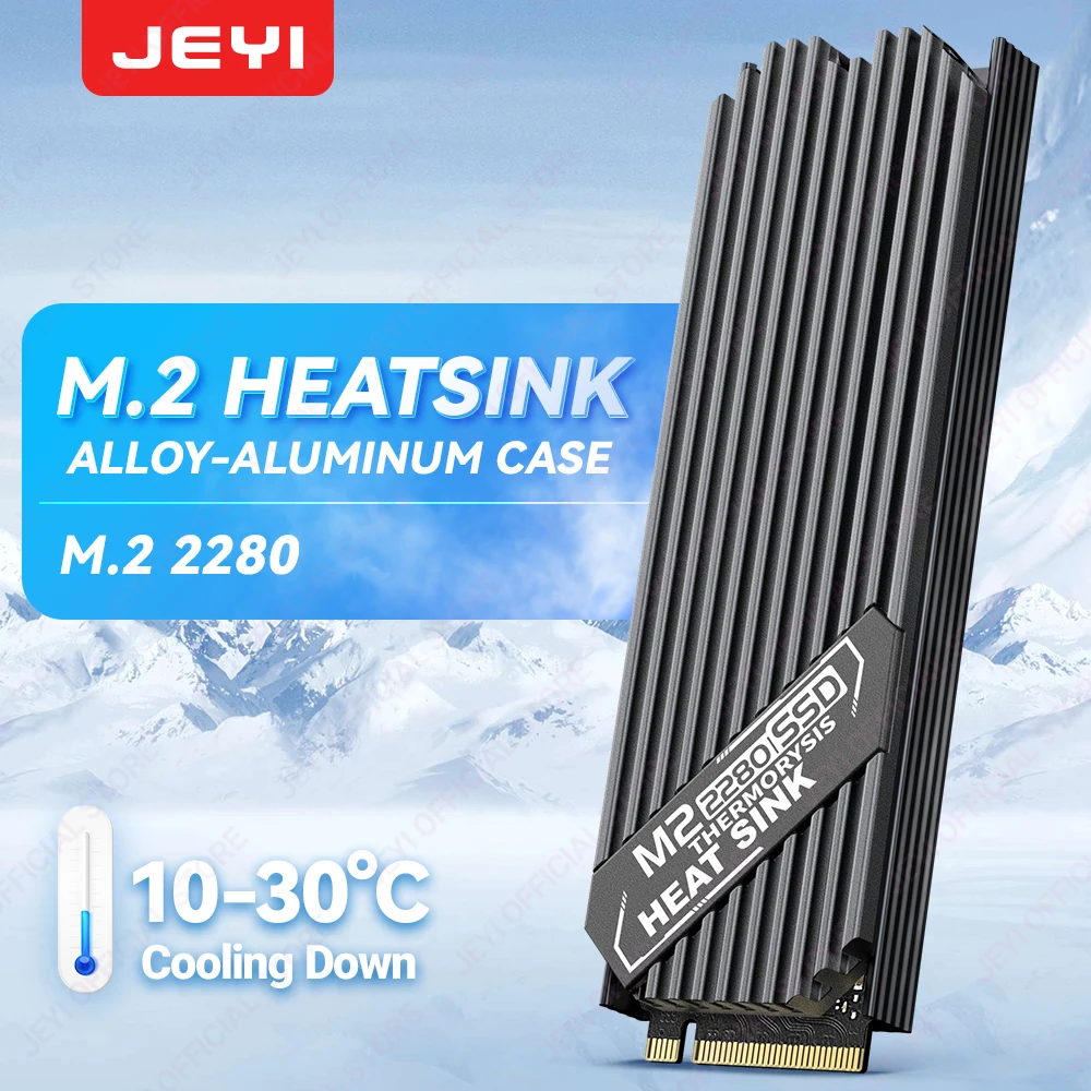 

JEYI M.2 2280 SSD Heatsink SSD Aluminum Cooler NVMe Radiator with Thermal Silicone Pad for PS5 PC PCIE NGFF Solid State Drive