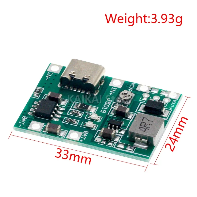 Type-C USB 3.7V 4.2V 1A 5W Lithium Li-ion 18650 Battery Charger Board DC-DC Step Up Boost Module TP4056 DIY Kit Parts