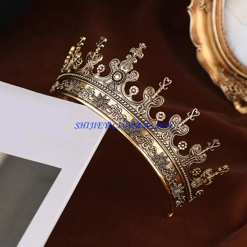 

E21F Luxurious Golden Crowns Hair Jewelry For Men Enhances Any Formal Attire