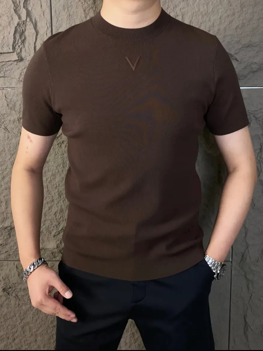 

Красный вязаный шерстяной свитер для мужчин, повседневный, однотонный, универсальный, приталенный, для весны