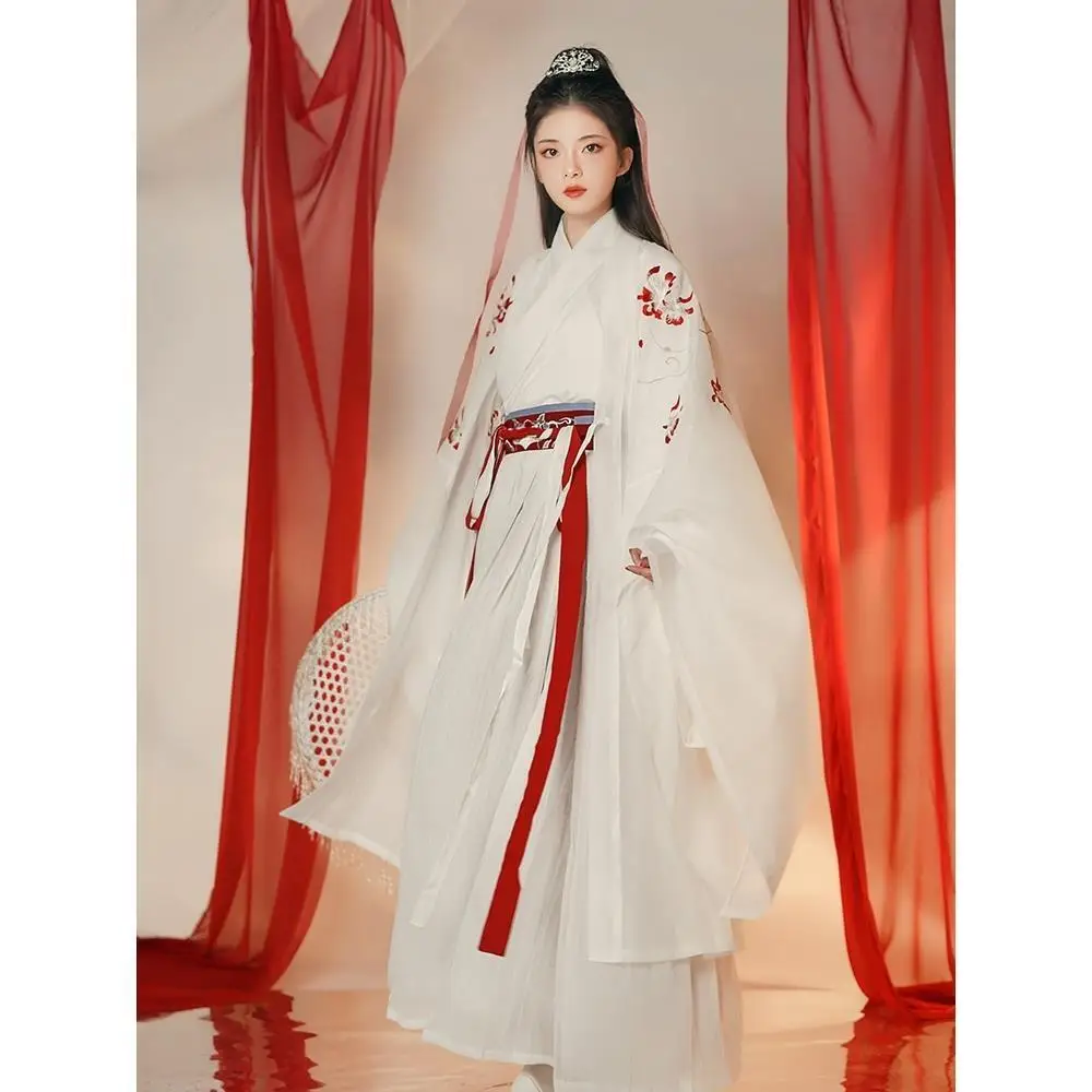 

[Flowing Smoke, Xiling Mirror, Clouds Cold]Love Bean Same Style Hanfu Ancient Costume Big Sleeve Shirt Cross Collar Robe Dress