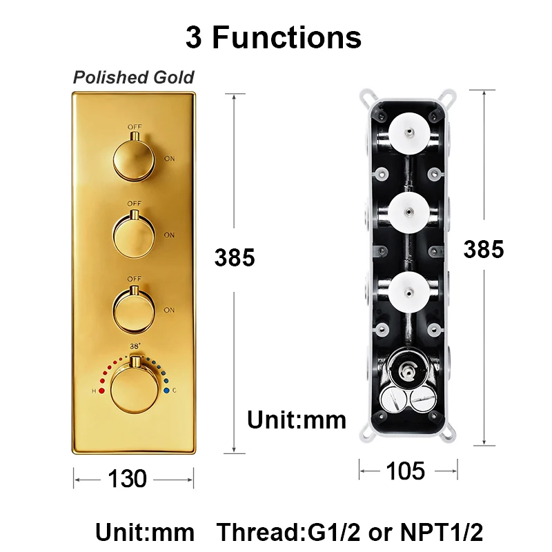 Qlonn Verborgen Thermostatische Mengkraan Messing, Slimme Badkamer Kraan Voor Douche Set Wandmontage Douche Omstelling DIY Kleur/Functie