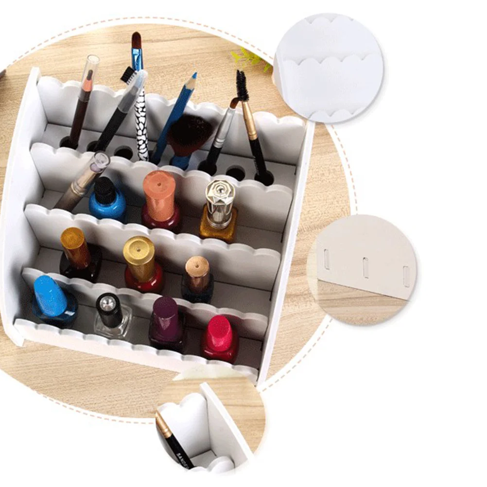 

4 Compartment Desktop Organizer Box Large Capacity Storage For Makeup Brushes Lipstick Face Cream White Space