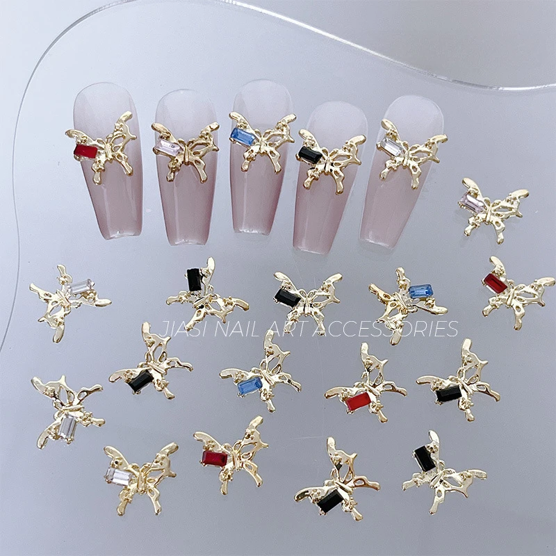 Chic Butterfly Wing Rhinestone Nail Art Decorations 20pcs Mini Butterfly Alloy Rhinestone Nail Charms