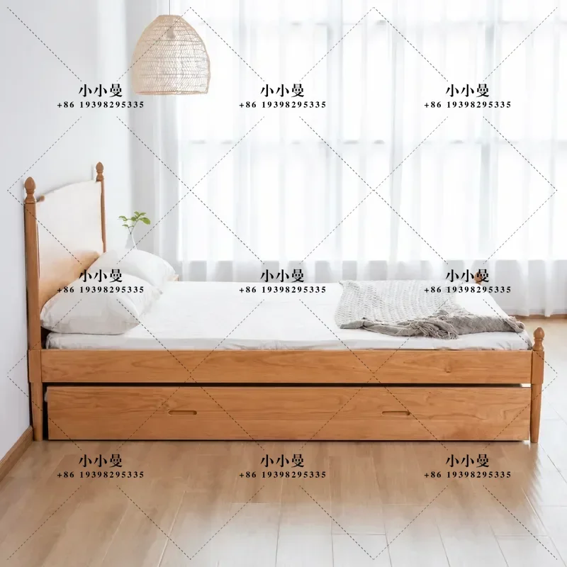 Modern Pull Out Trailer Bed Quad Bunk Master Bed Cherry Black Walnut Finish Space Saving Furniture for Small Apartment