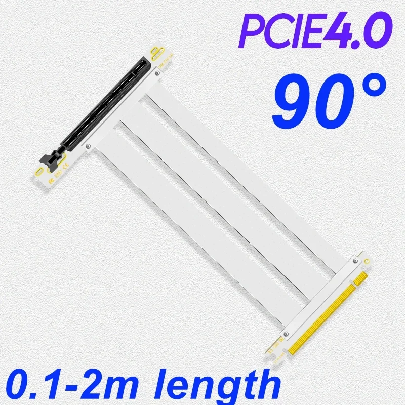 Full Speed White PCIE 4.0 16x Riser Cable Graphics Card Extension Cable PCI-E Port GPU Expansion Card Riser Shielded Extender