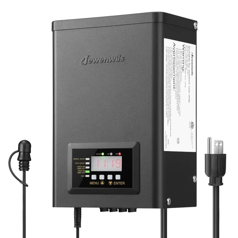 

DEWENWILS 300W Digital Low Voltage Transformer with Timer, 120V AC to 12V/14V AC, Landscape Lighting Transformer