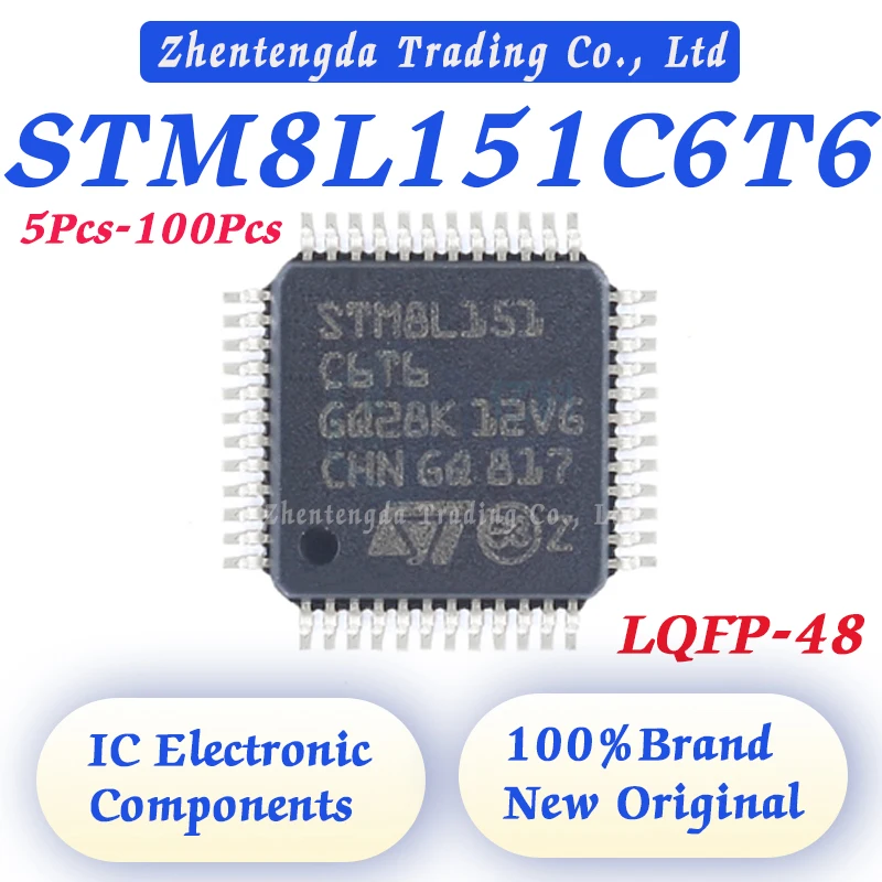 5Pcs-100Pcs STM8L151C6T6 STM8L151C6 STM8L151C STM8L151 STM8L STM8 IC MCU 8BIT 32KB FLASH 48LQFP