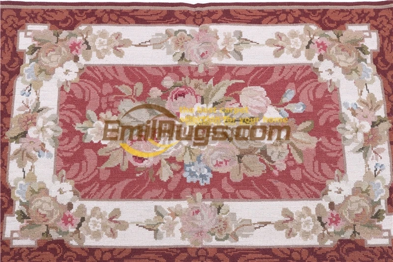 Handmade Wool Needlepoint Floral Roses Needle-point Carpet From China Bedroom Carpet Carpets