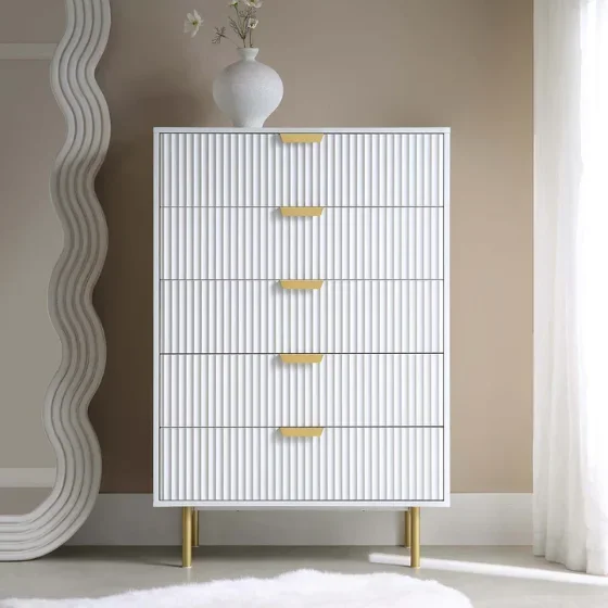 Modern Style Large Storage Space Wooden 3/4/5/6/8 Drawers Chest White Dresser For Living Room