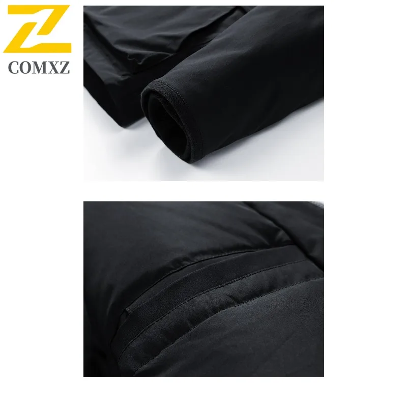 COMXZ جديد الرجال مقنعين معطف القطن الشتاء سميكة الحرارية مبطن كبير الحجم البخاخ ملابس خارجية مقاوم للماء يندبروف سترة خارجية