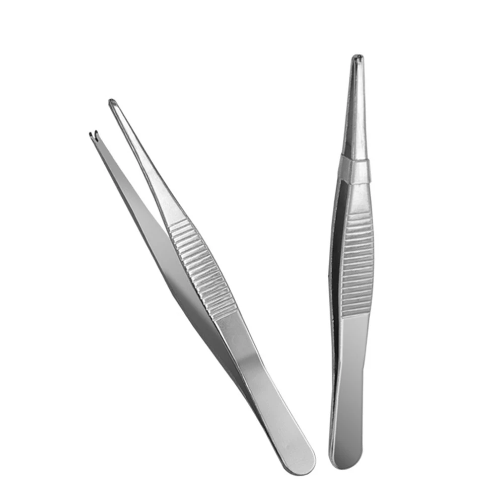 Spezielle 1-teilige gezahnte Pinzette für präzisen Griff, heiß begehrt, zum Manipulieren von Nadeln, silberfarben, zum Nähen, 125 mm / 5 Zoll, bester Preis – Detail 8