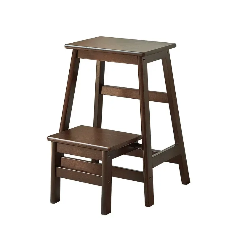 Heavy Duty Solid Wood Folding Step Ladder 3-Step with Swivel Base Multi-Purpose Stool for Home