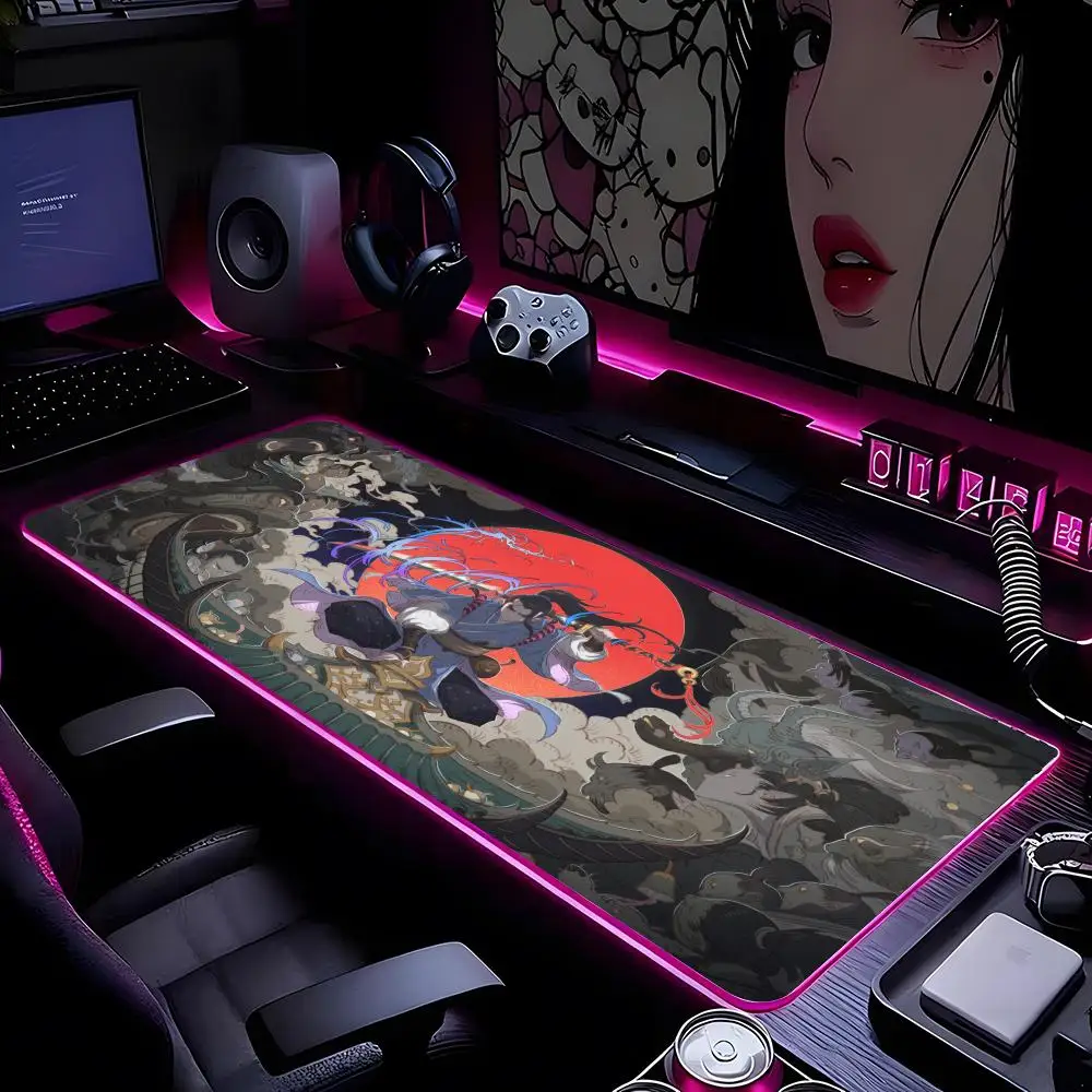 

Red Full Moon Design Mouse Pad Mousepad HD Printing Computer Gamers Locking Edge Non-slip RGB Mouse Pad XXL90x40cm Keyboard PC D