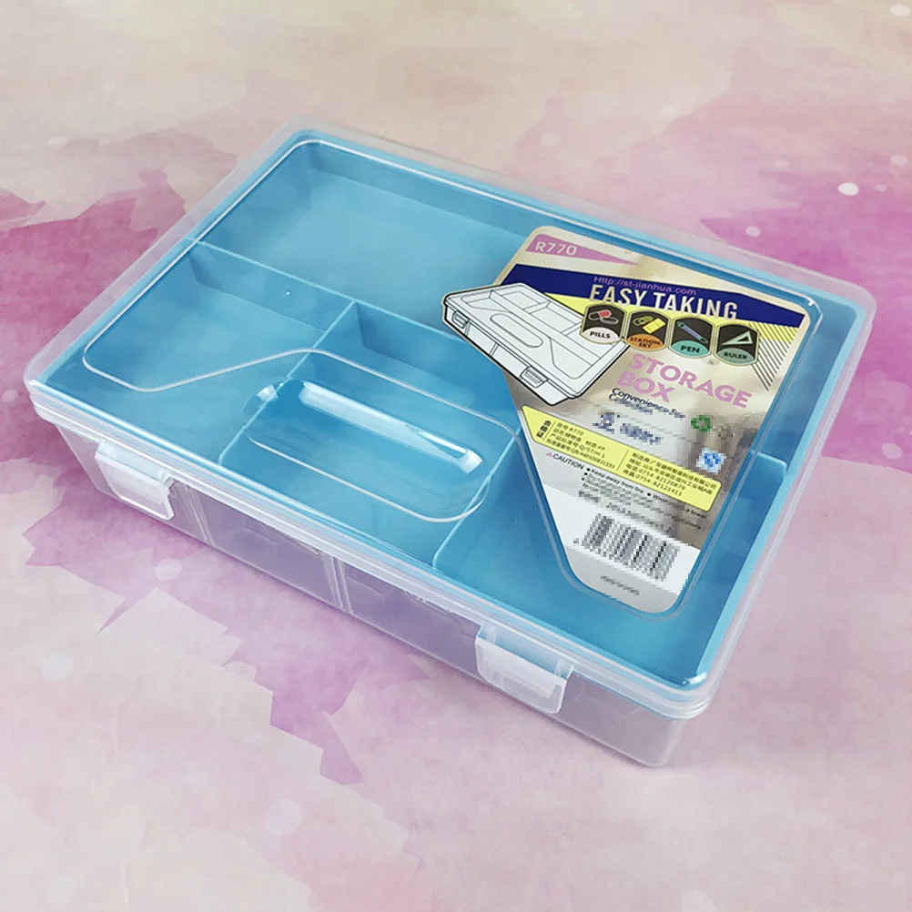

Double-Layer Plastic Stationery Storage Box Large Capacity Pen Organizer Case Multifunctional Office Pen Tool Box Transparent