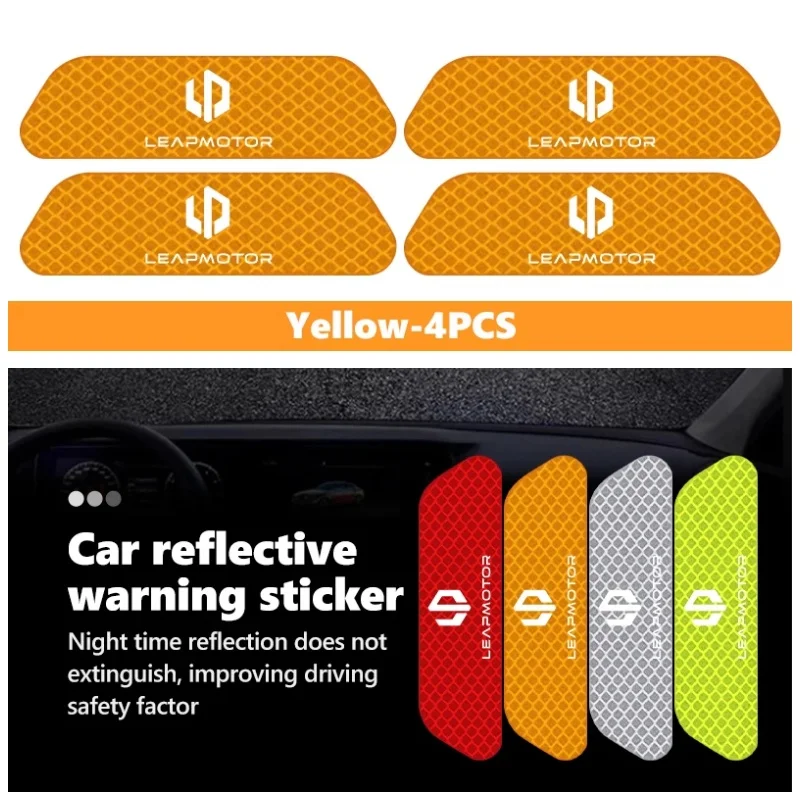 Car Rear Safety Reflector Car Reflective Warning Sticker Anti-Collision Decal For Leapmotor C10 T03 B10 C11 C16 Lafa5