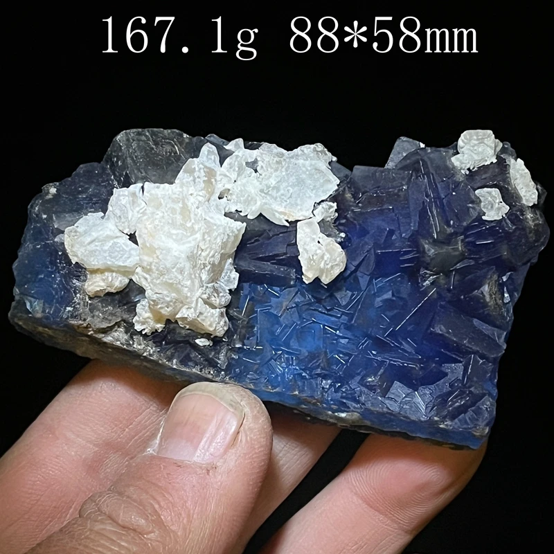 Natural Pakistani blue rose fluorite specimen (fluorescent effect red) raw stone mineral quartz healing stone home decoration